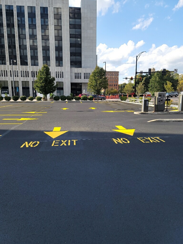 Parking lot No Exit arrows in Youngstown, OH